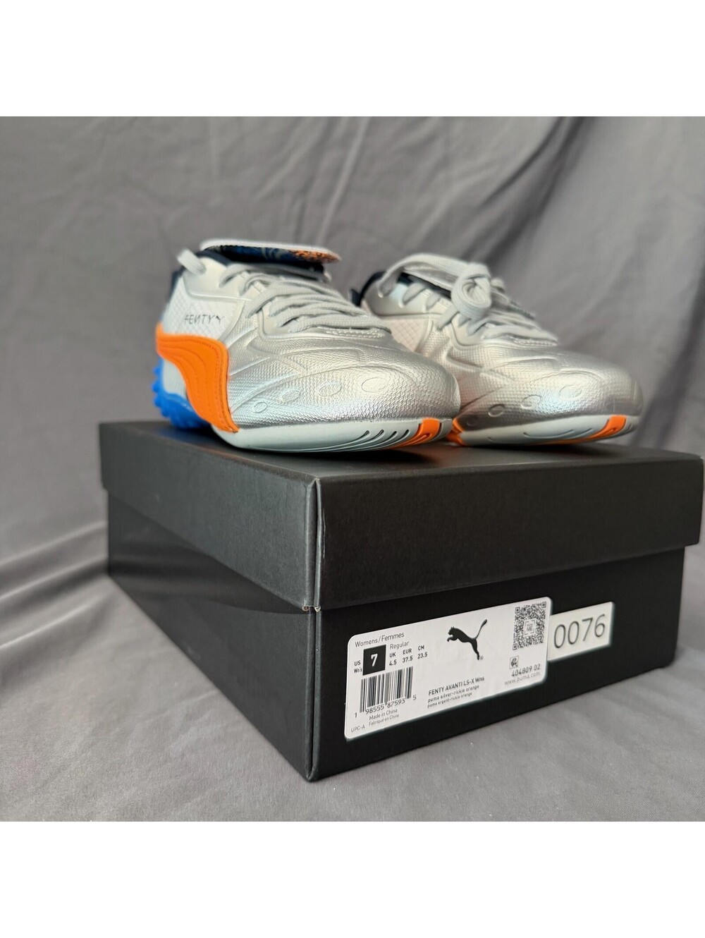 FENTY x PUMA Avanti LS-X "Silver/Rickie Orange" Womens Size 7 Sneakers 404809-02